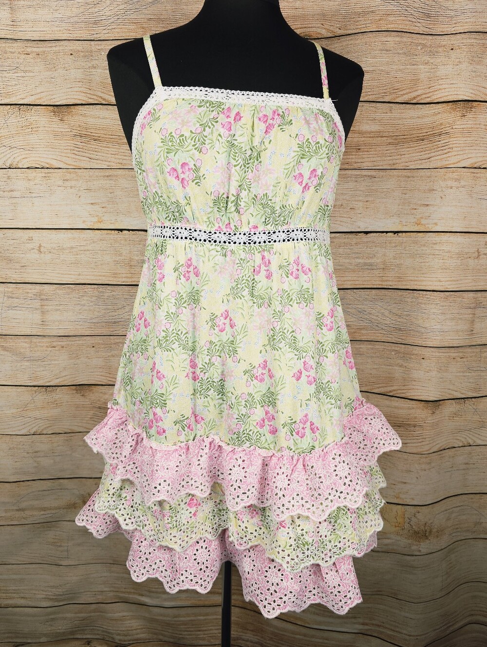 Morris & Co NWT Bower Floral Print Ruffle Lace Night Dress Size Medium